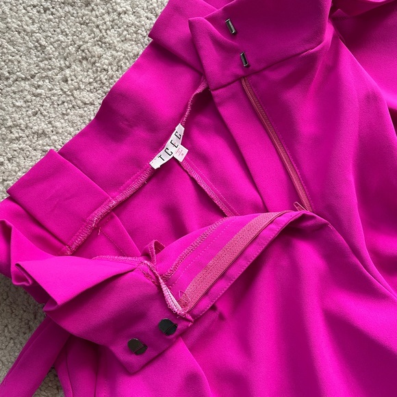 TCEC Fuchsia Pink Paper Bag Shorts Small High Waist Pockets Front Tie Flowy Bow - Picture 4 of 11